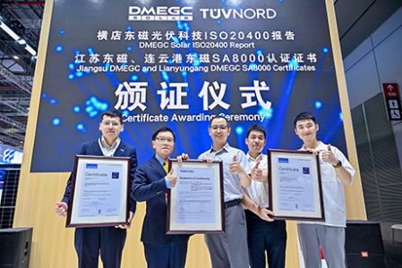 DMEGC Solar Awarded ISO 20400 Statement and SA 8000 Certification by TÜV NORD   