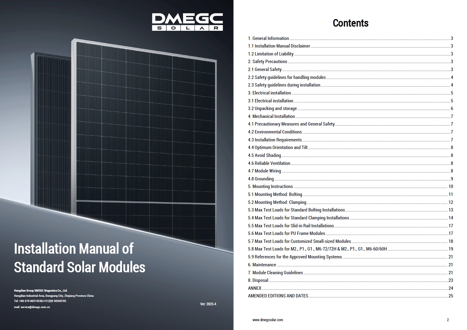 Installation Manual of  Standard Solar Modules