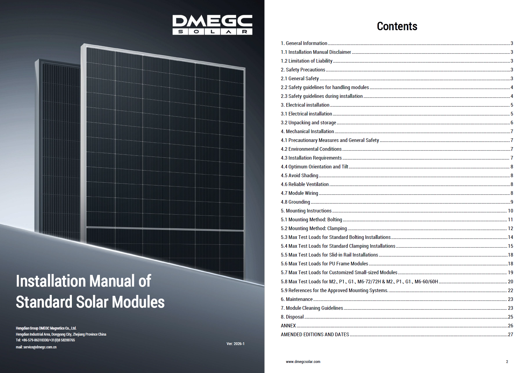 Installation Manual of  Standard Solar Modules